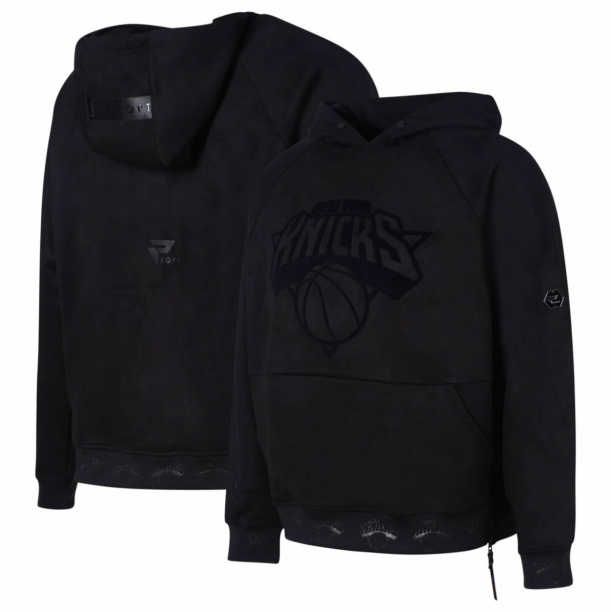 Black New York Knicks Protege Eco-Friendly Functional Suede Fashion Tonal Hoodie | NBA