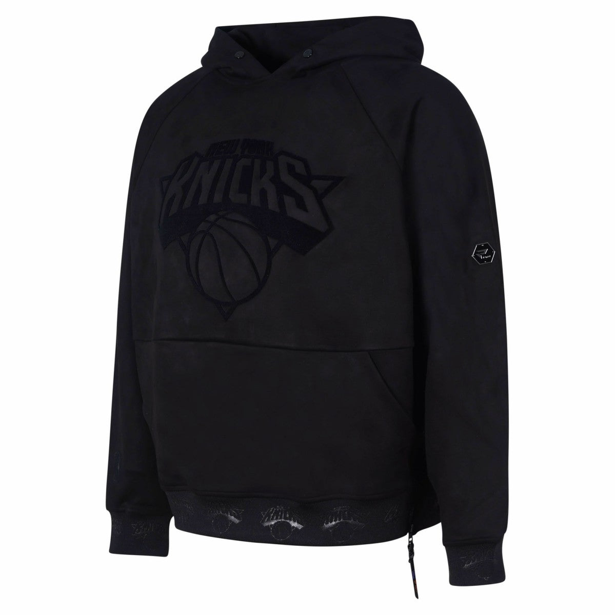 Black New York Knicks Protege Eco-Friendly Functional Suede Fashion Tonal Hoodie | NBA