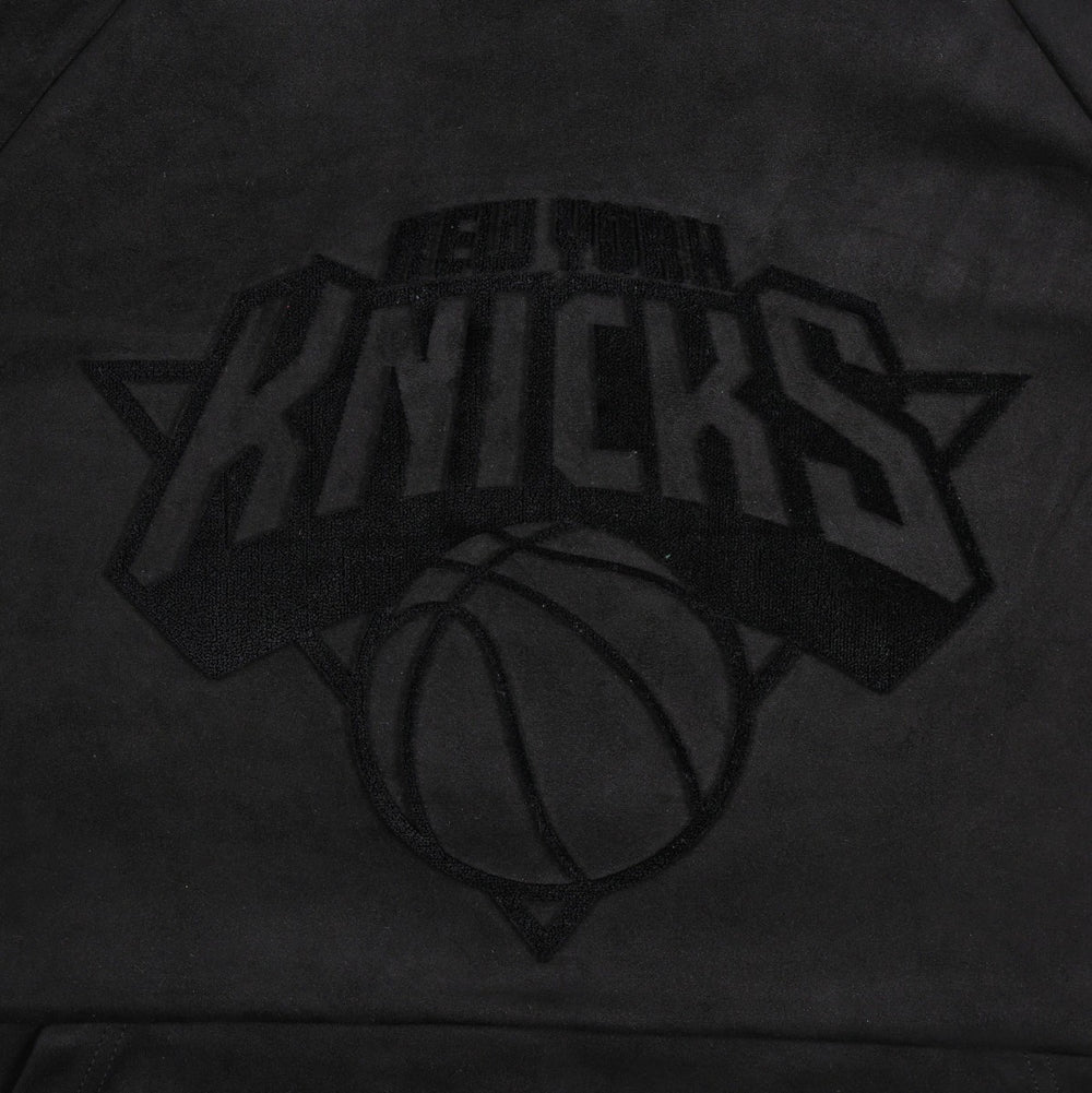 Black New York Knicks Protege Eco-Friendly Functional Suede Fashion Tonal Hoodie | NBA
