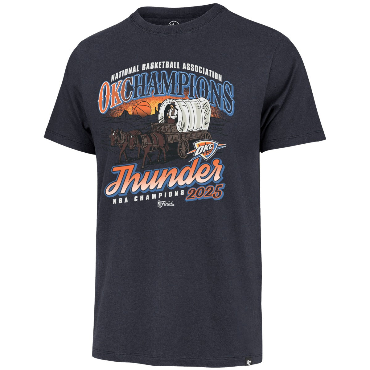 Navy Oklahoma City Thunder '47 2025 NBA Finals Champions Hometown Local Franklin T-Shirt | NBA
