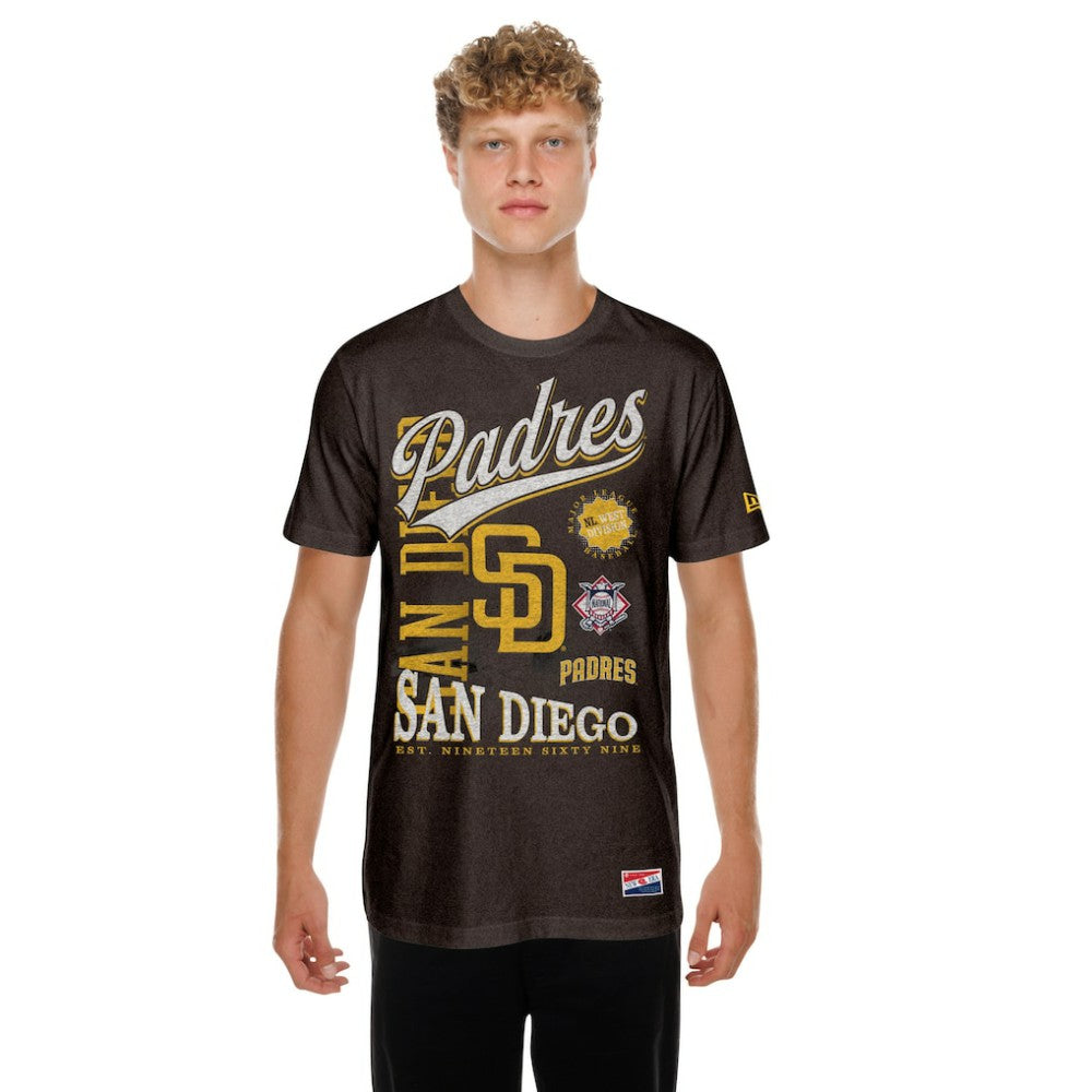 San Diego Padres New Era  Oversized Throwback Distressed T-Shirt - MLB T-shirts