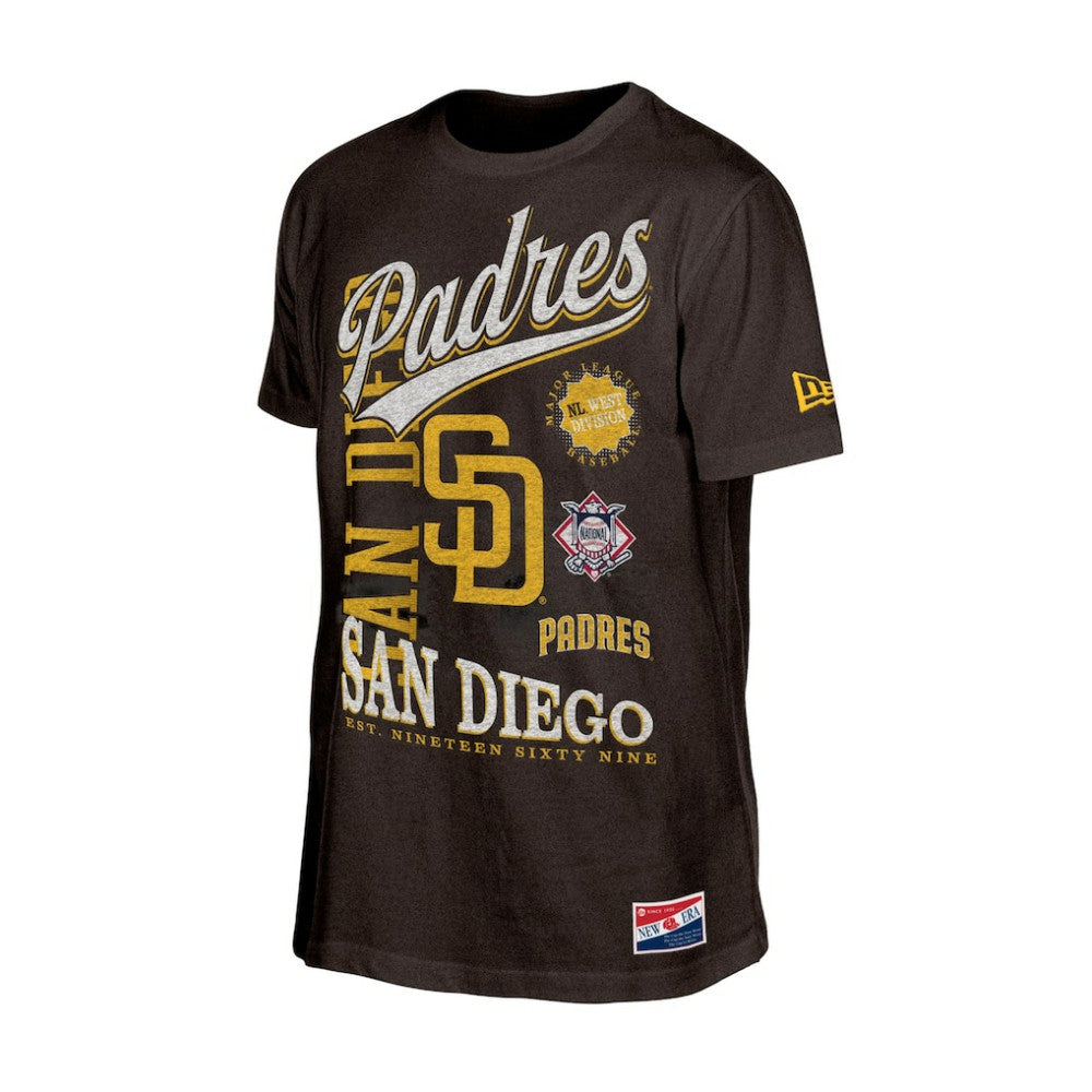 San Diego Padres New Era  Oversized Throwback Distressed T-Shirt - MLB T-shirts