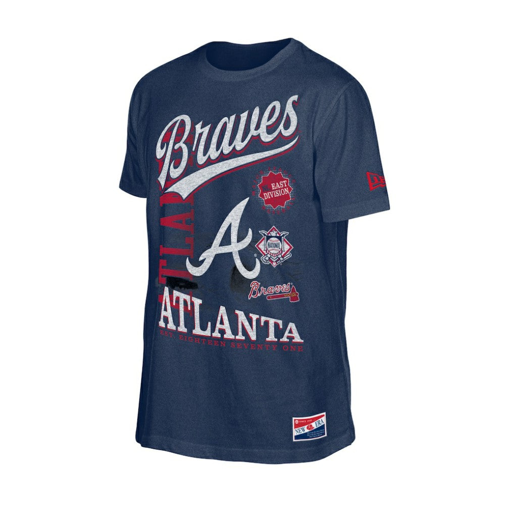 Atlanta Braves New Era  Oversized Throwback Distressed T-Shirt - MLB T-shirts