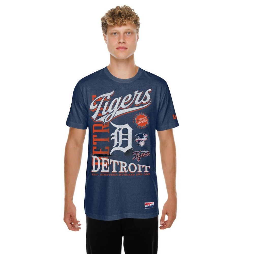Detroit Tigers New Era  Oversized Throwback Distressed T-Shirt - MLB T-shirts