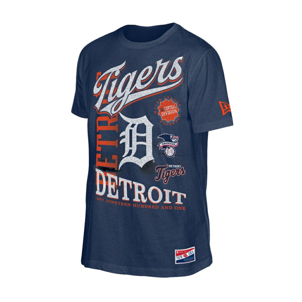 Detroit Tigers New Era  Oversized Throwback Distressed T-Shirt - MLB T-shirts