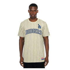 Los Angeles Dodgers New Era Throwback Meshback Pinstripe T-Shirt - MLB T-shirts