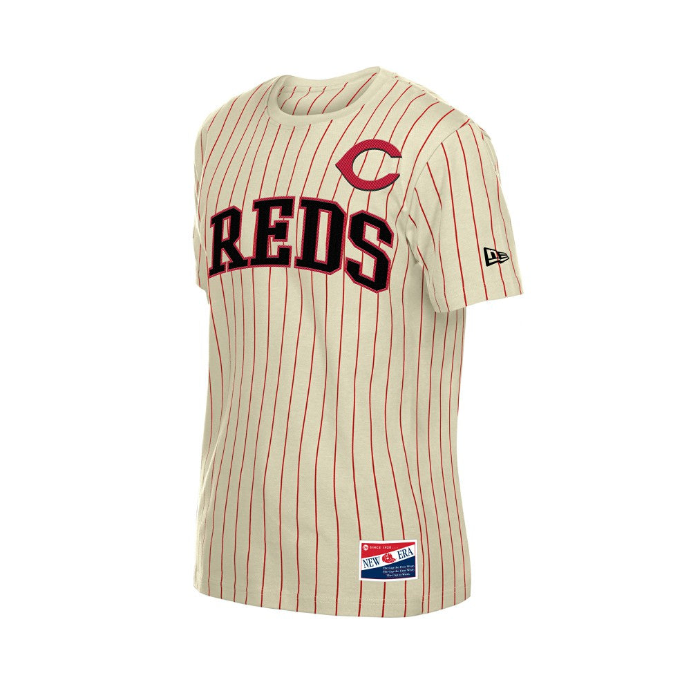 Cincinnati Reds New Era Throwback Meshback Pinstripe T-Shirt - MLB T-shirts