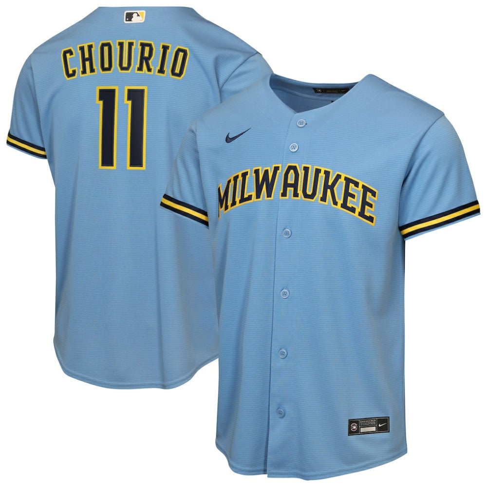 Jackson Chourio Milwaukee Brewers Nike Youth Road Replica Jersey - MLB Jerseys