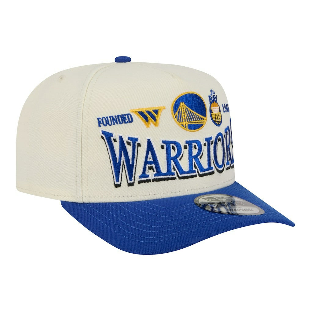 Cream/Royal Golden State Warriors Stretched 2-Tone A-Frame 9FIFTY Adjustable Hat sale | NBA