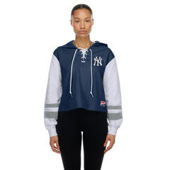 New York Yankees New Era Women's Boxy Lace-Up Hoodie - MLB Hoodies