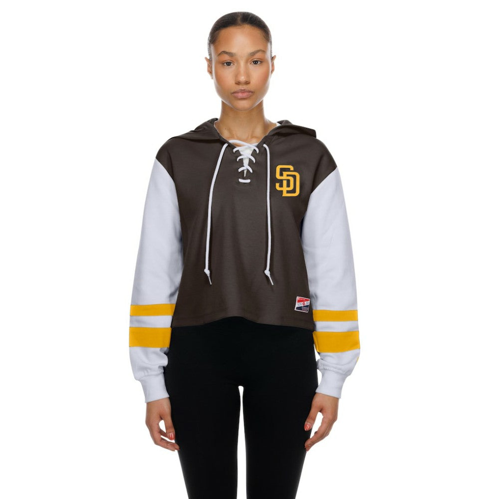 San Diego Padres New Era Women's Boxy Lace-Up Hoodie - MLB Hoodies