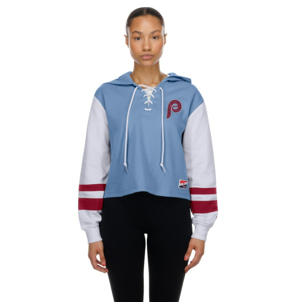 Philadelphia Phillies New Era Women's Boxy Lace-Up Hoodie - MLB Hoodies