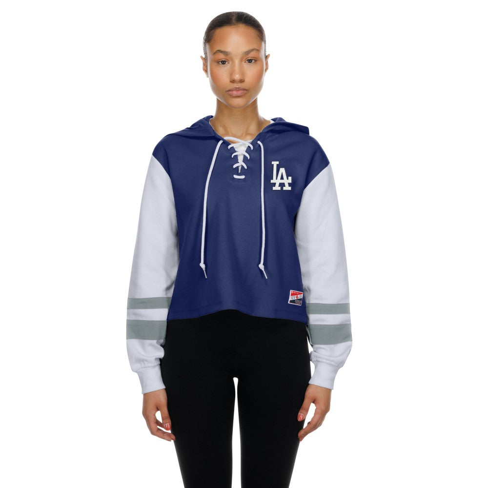 Los Angeles Dodgers New Era Women's Boxy Lace-Up Hoodie - MLB Hoodies