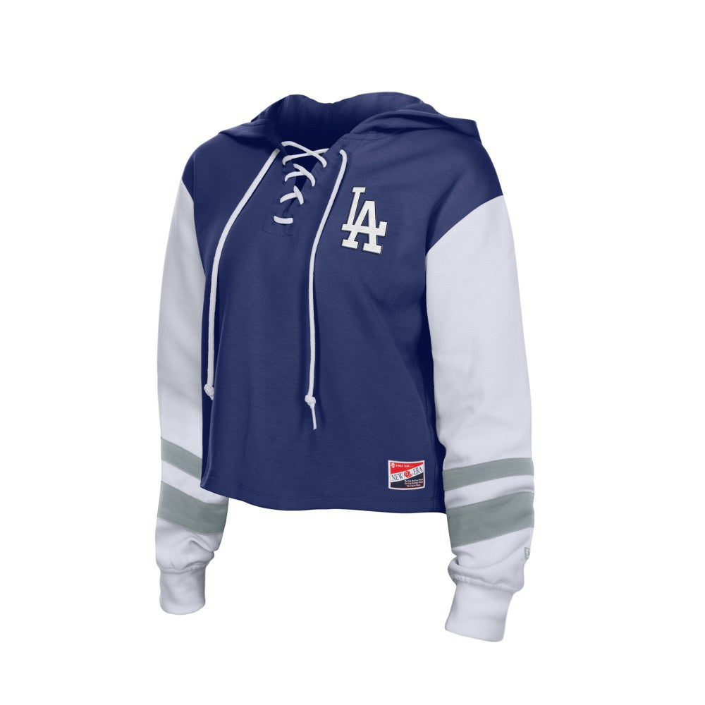 Los Angeles Dodgers New Era Women's Boxy Lace-Up Hoodie - MLB Hoodies