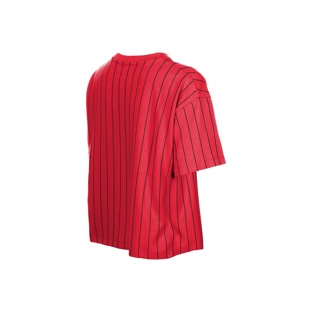 Cincinnati Reds New Era Women's Throwback Meshback Pinstripe Boxy T-Shirt - MLB T-shirts