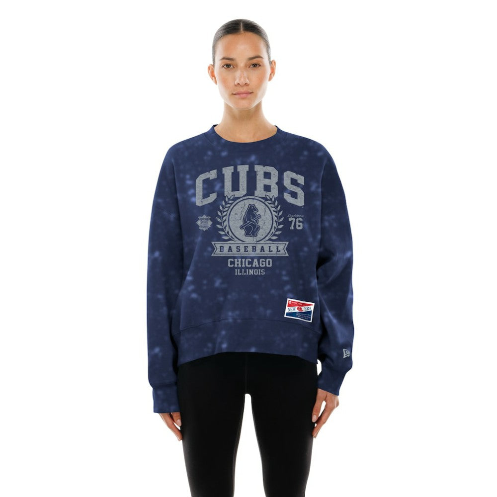 Chicago Cubs New Era Women's Throwback Oversized Boxy Sweatshirt - MLB Sweatshirts