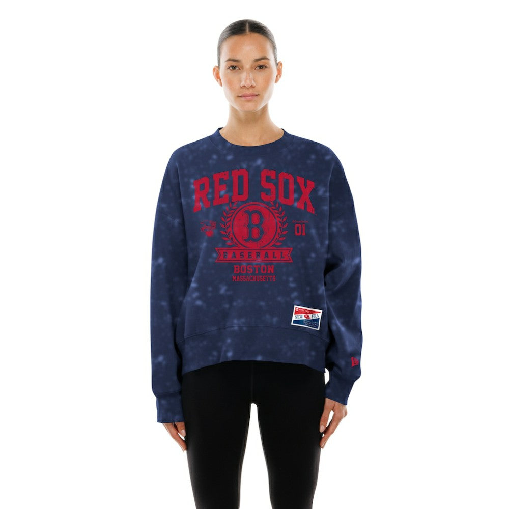 Boston Red Sox New Era Women's Throwback Oversized Boxy Sweatshirt - MLB Sweatshirts