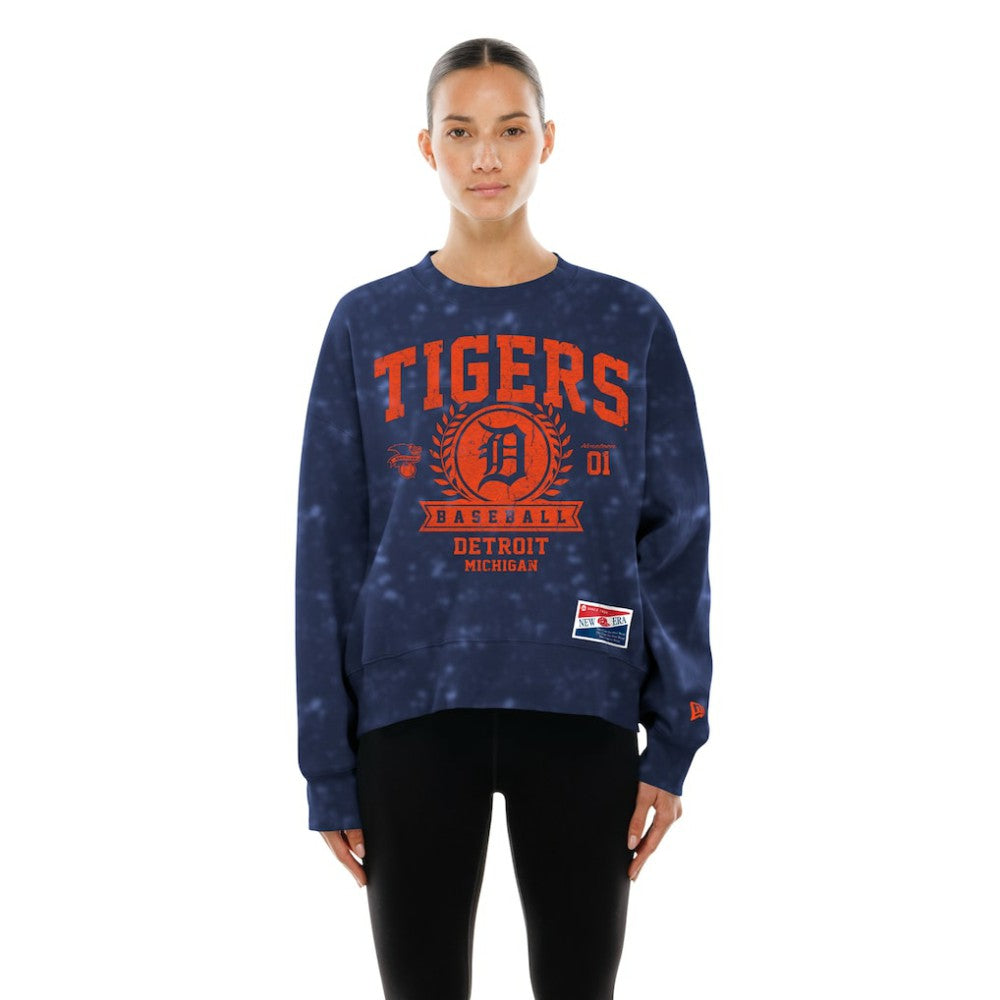 Detroit Tigers New Era Women's Throwback Oversized Boxy Sweatshirt - MLB Sweatshirts