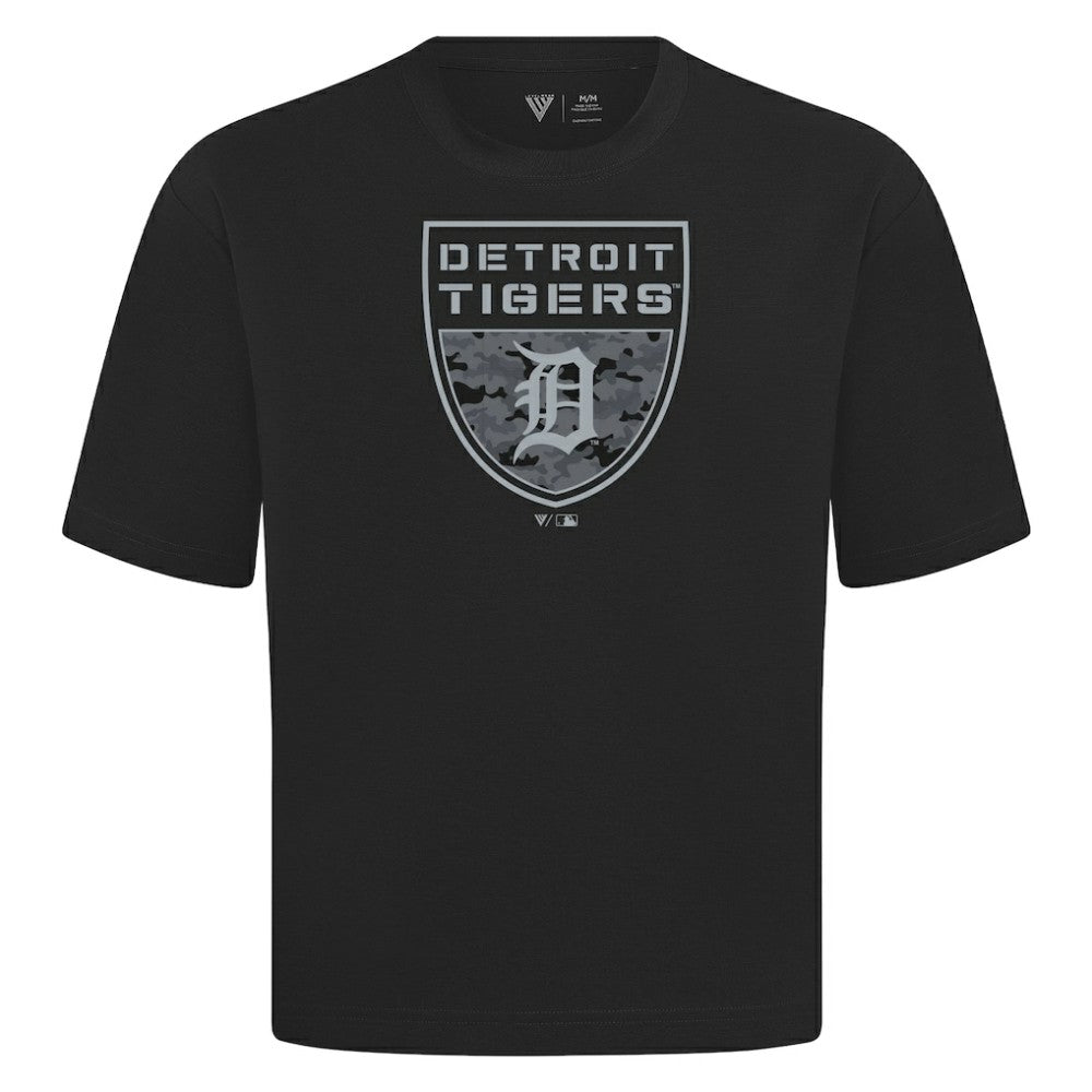 Detroit Tigers Levelwear Oversized Luxe Signature Knit Buckler T-Shirt - MLB T-shirts