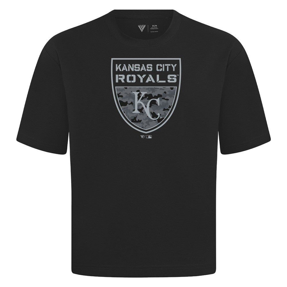 Kansas City Royals Levelwear Oversized Luxe Signature Knit Buckler T-Shirt - MLB T-shirts