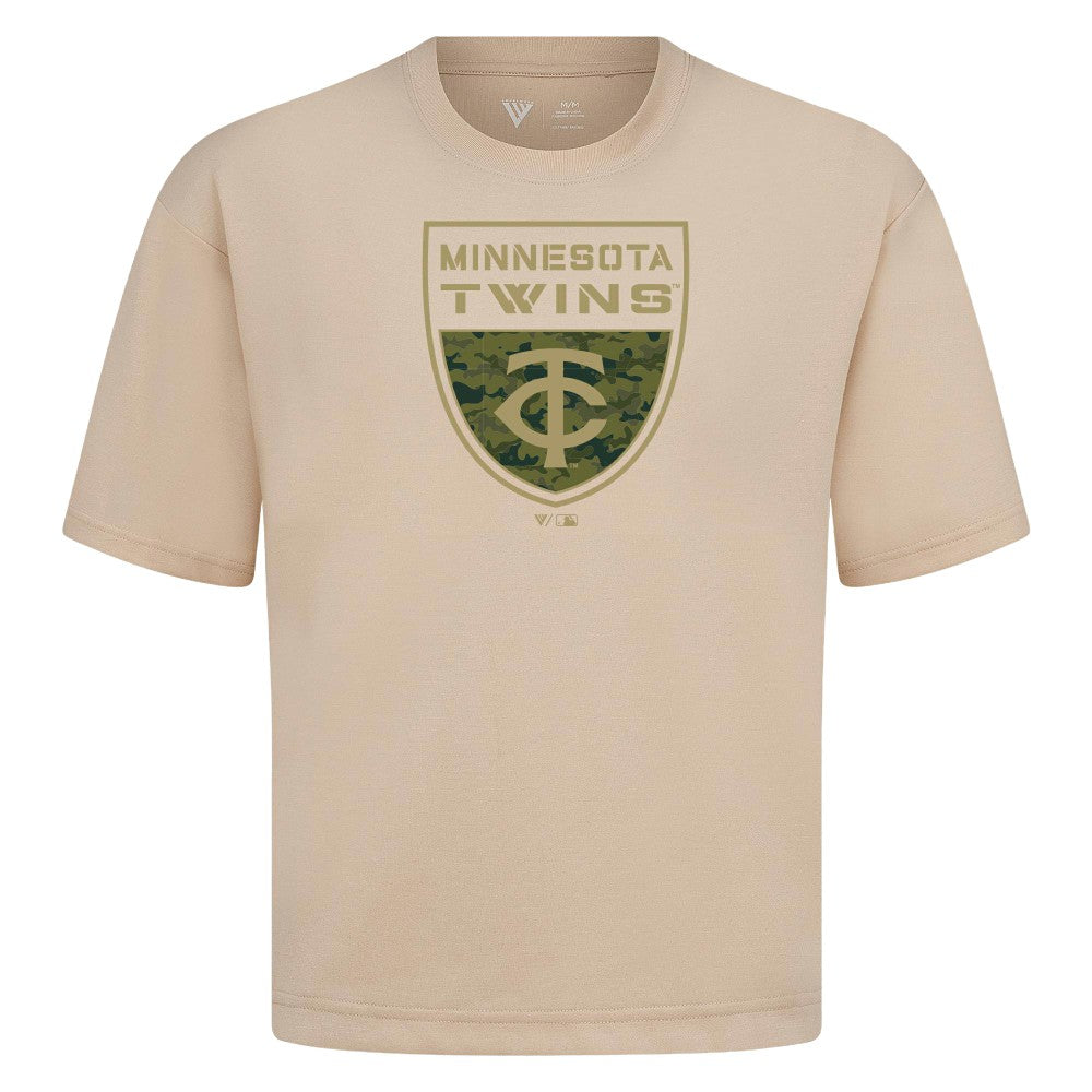Minnesota Twins Levelwear Oversized Luxe Signature Knit Buckler T-Shirt - MLB T-shirts