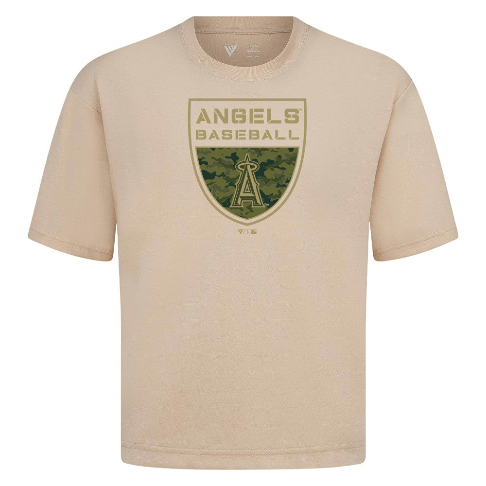 Los Angeles Angels Levelwear Oversized Luxe Signature Knit Buckler T-Shirt - MLB T-shirts