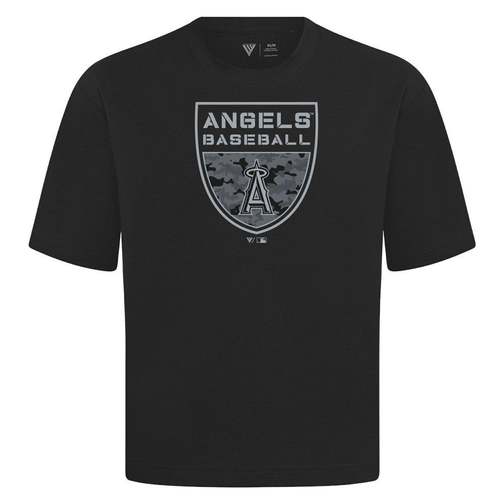Los Angeles Angels Levelwear Oversized Luxe Signature Knit Buckler T-Shirt - MLB T-shirts