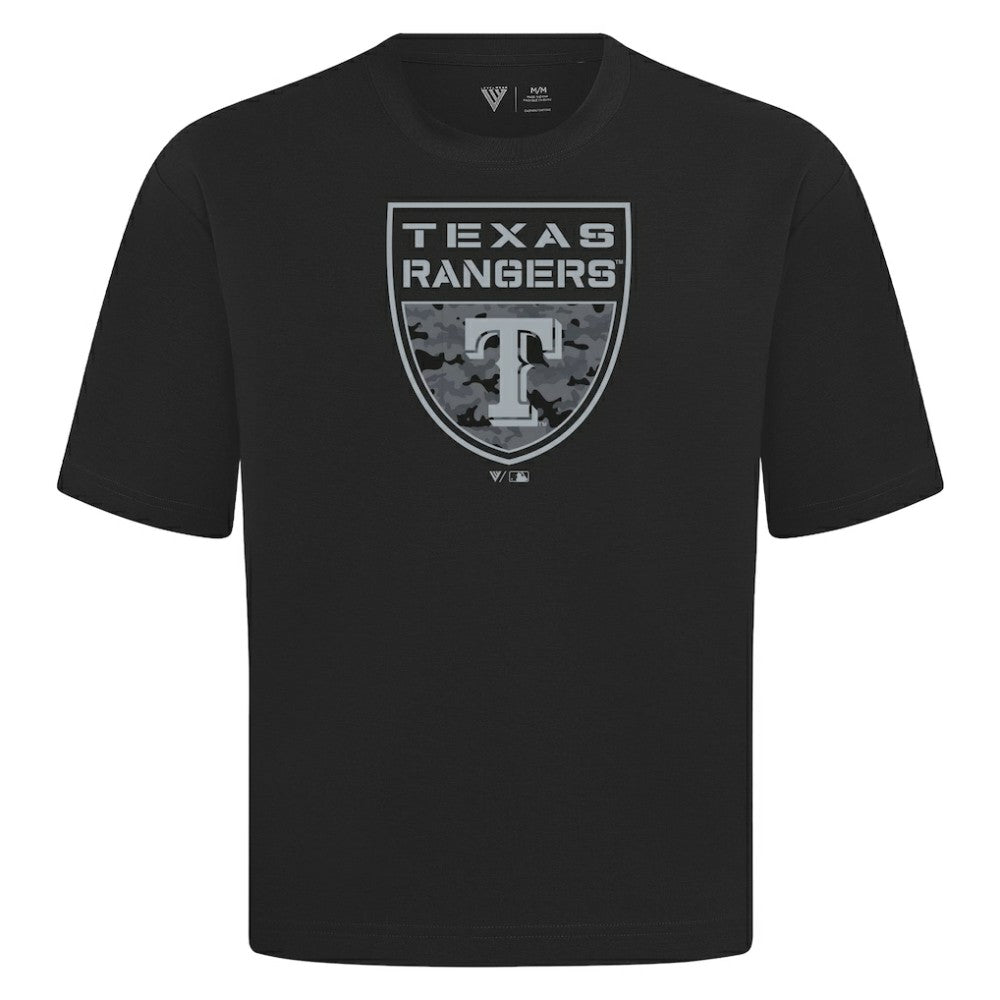 Texas Rangers Levelwear Oversized Luxe Signature Knit Buckler T-Shirt - MLB T-shirts