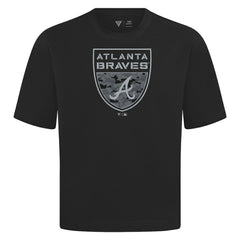 Atlanta Braves Levelwear Oversized Luxe Signature Knit Buckler T-Shirt - MLB T-shirts