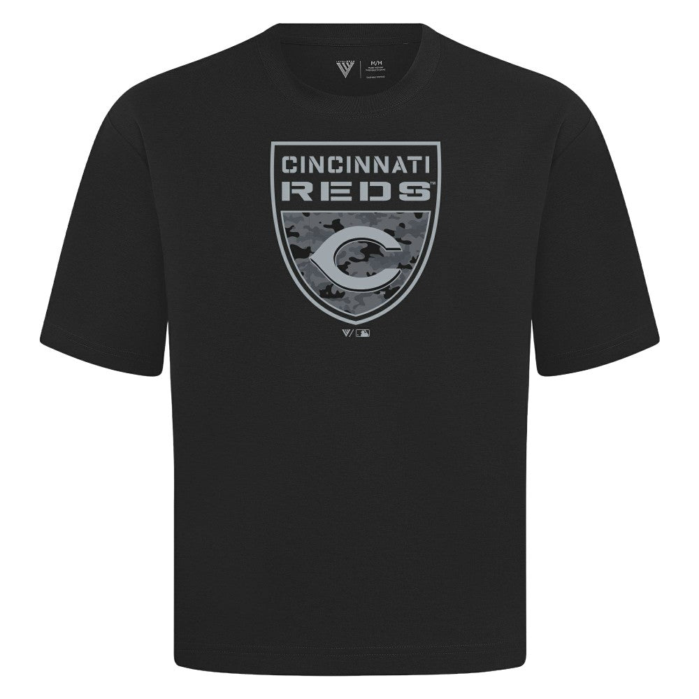 Cincinnati Reds Levelwear Oversized Luxe Signature Knit Buckler T-Shirt - MLB T-shirts