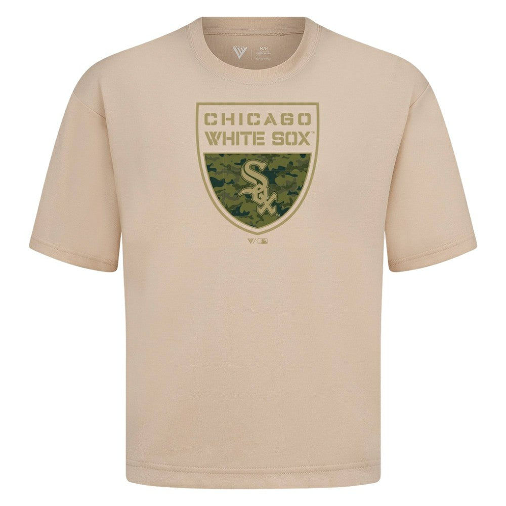 Chicago White Sox Levelwear Oversized Luxe Signature Knit Buckler T-Shirt - MLB T-shirts