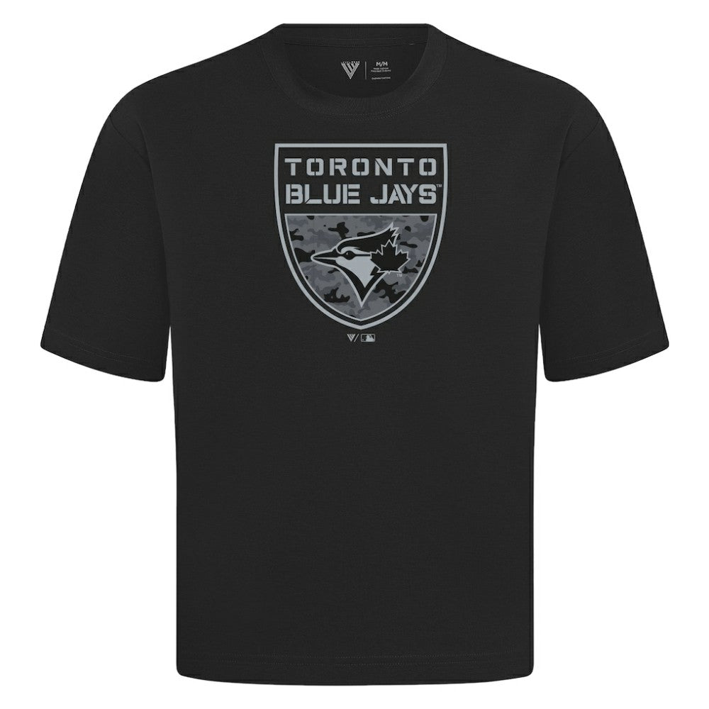 Toronto Blue Jays Levelwear Oversized Luxe Signature Knit Buckler T-Shirt - MLB T-shirts