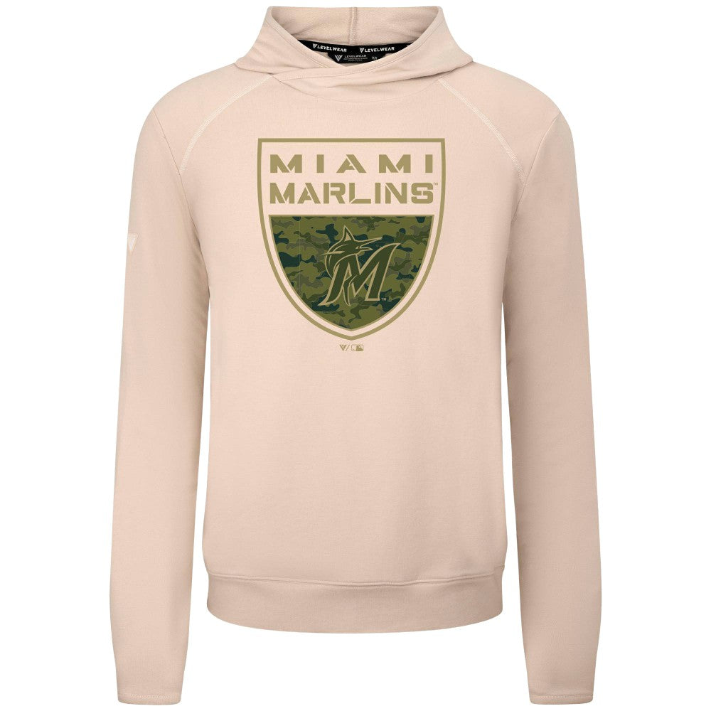 Miami Marlins Levelwear Mandate Buckler Tri-Blend Pullover Hoodie - MLB Hoodies
