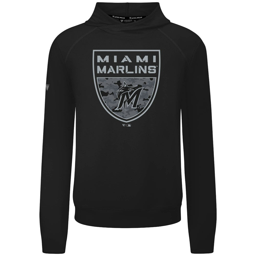 Miami Marlins Levelwear Mandate Buckler Tri-Blend Pullover Hoodie - MLB Hoodies