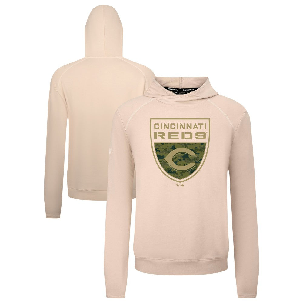 Cincinnati Reds Levelwear Mandate Buckler Tri-Blend Pullover Hoodie - MLB Hoodies