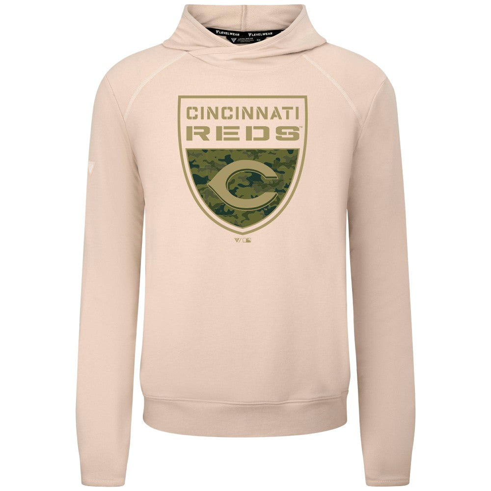 Cincinnati Reds Levelwear Mandate Buckler Tri-Blend Pullover Hoodie - MLB Hoodies