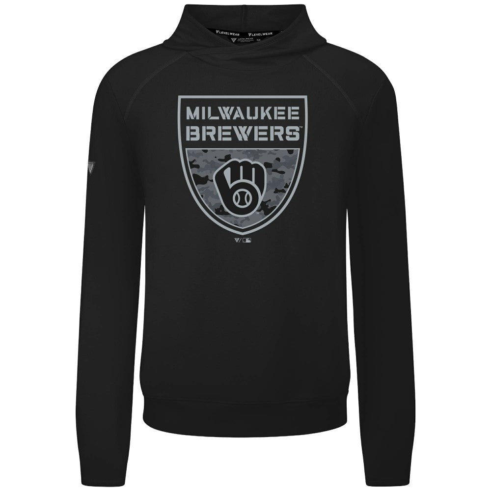 Milwaukee Brewers Levelwear Mandate Buckler Tri-Blend Pullover Hoodie - MLB Hoodies