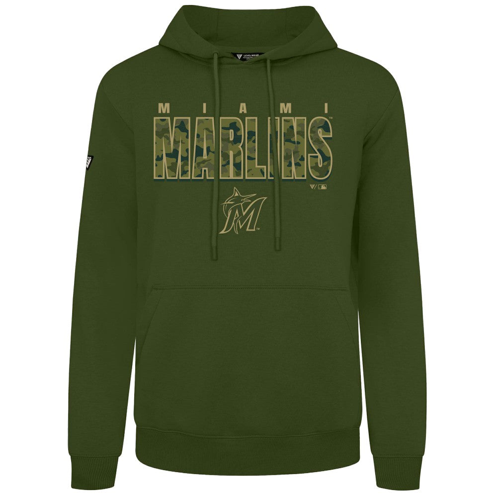 Miami Marlins Levelwear Podium Protect Pullover Hoodie - MLB Hoodies