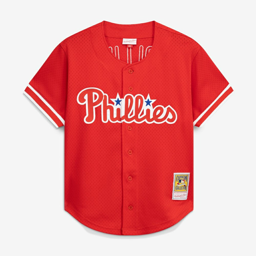 Jimmy Rollins Philadelphia Phillies Mitchell & Ness Cooperstown Mesh Batting Practice Button-Up Jersey - MLB Jerseys