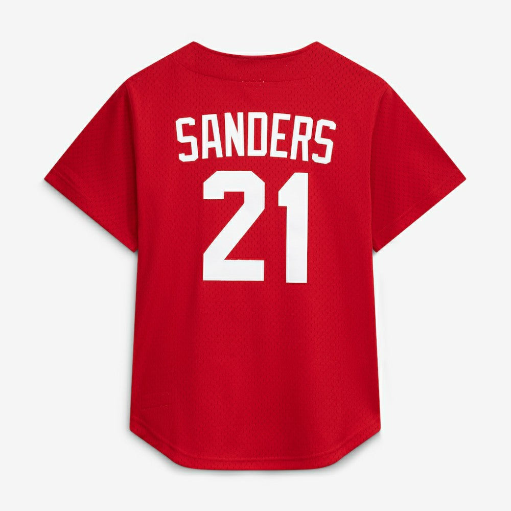 Deion Sanders Cincinnati Reds Mitchell & Ness Cooperstown Mesh Batting Practice Button-Up Jersey - MLB Jerseys