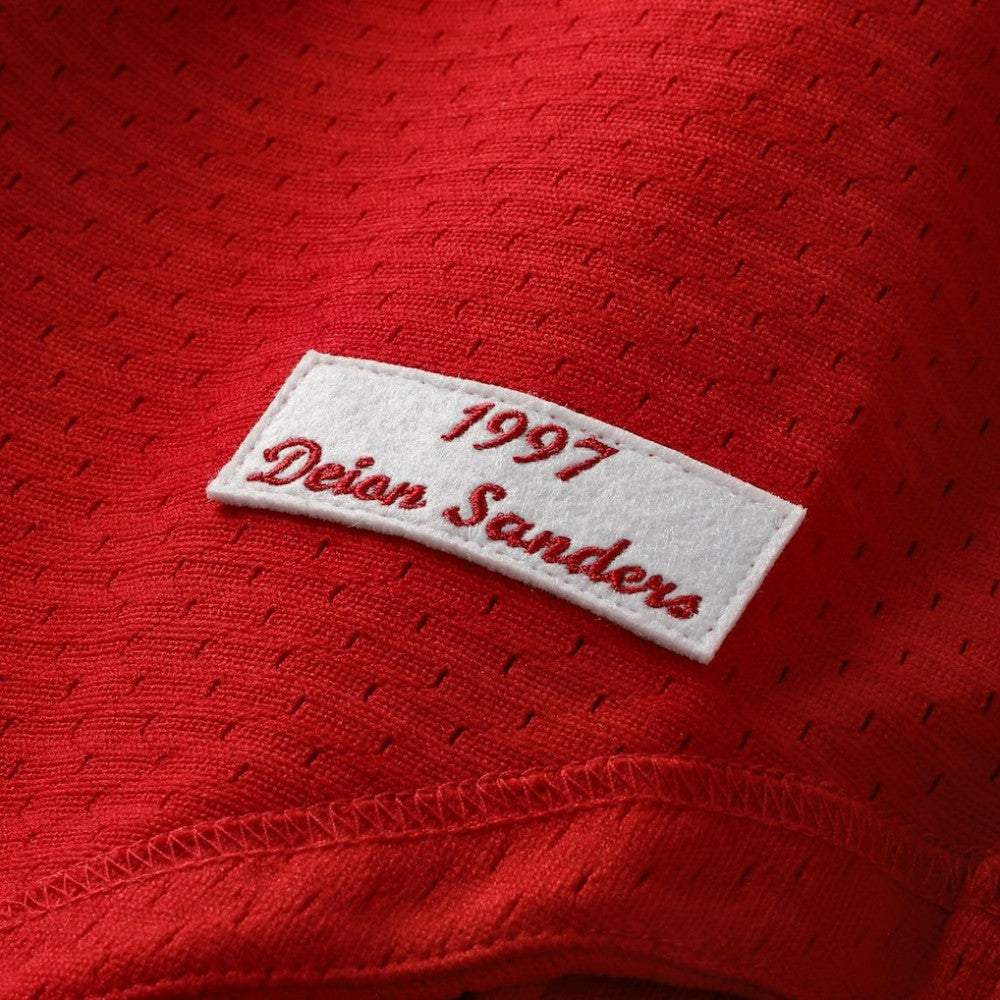 Deion Sanders Cincinnati Reds Mitchell & Ness Cooperstown Mesh Batting Practice Button-Up Jersey - MLB Jerseys