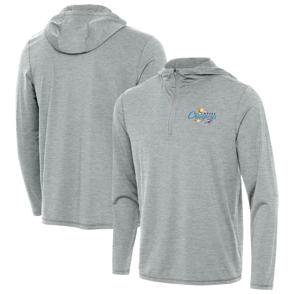 Heather Gray Oklahoma City Thunder Antigua 2025 NBA Finals Champions Tidy Quarter-Zip Hoodie | NBA