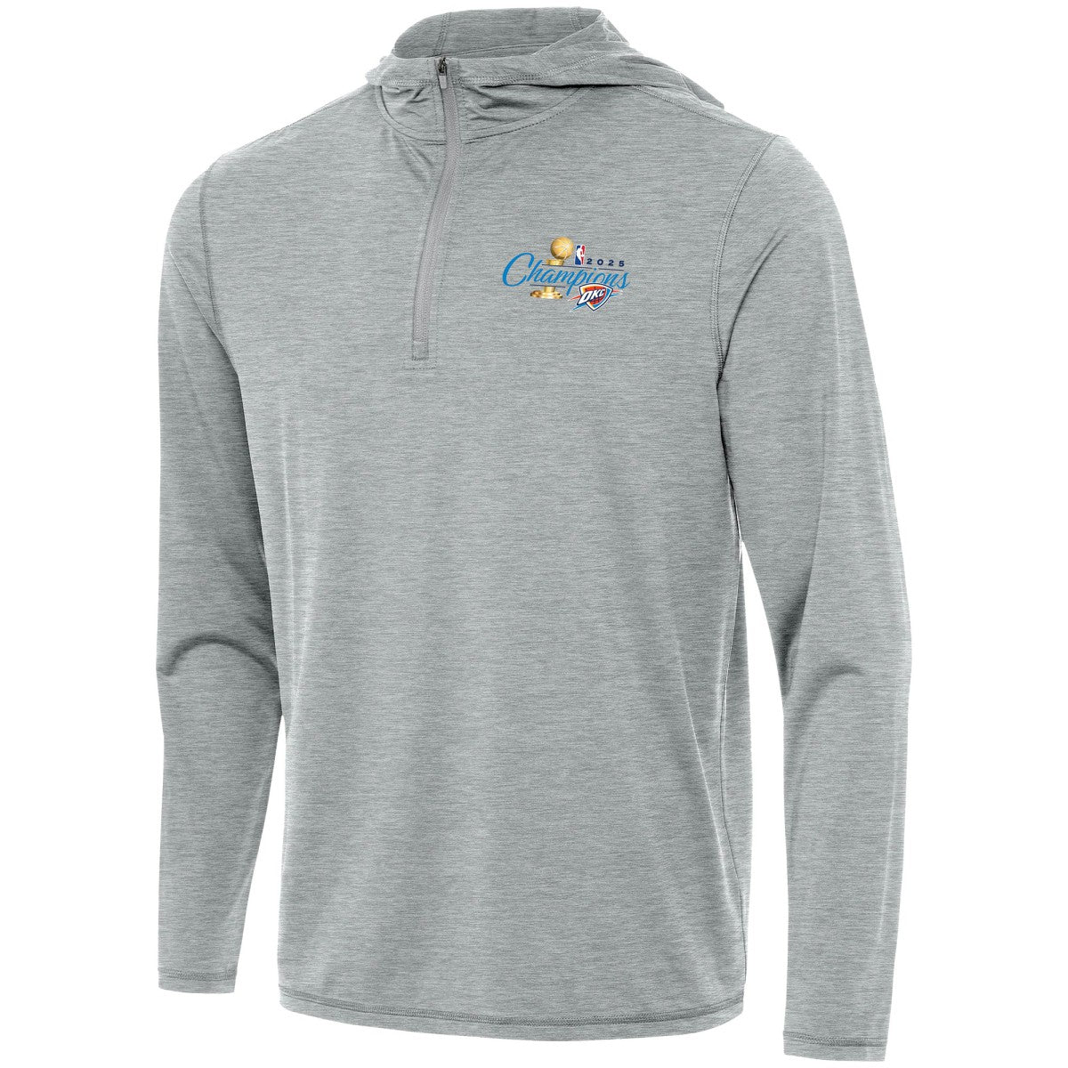 Heather Gray Oklahoma City Thunder Antigua 2025 NBA Finals Champions Tidy Quarter-Zip Hoodie | NBA