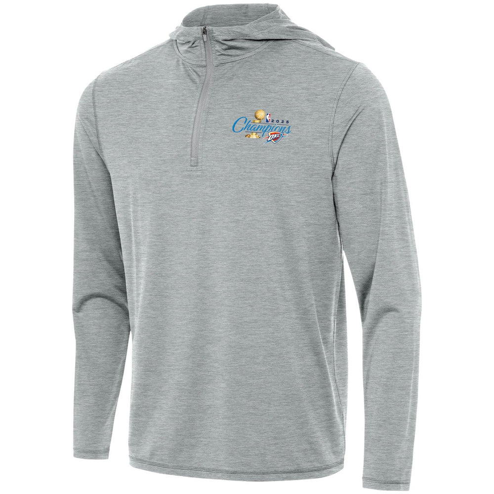 Heather Gray Oklahoma City Thunder Antigua 2025 NBA Finals Champions Tidy Quarter-Zip Hoodie | NBA