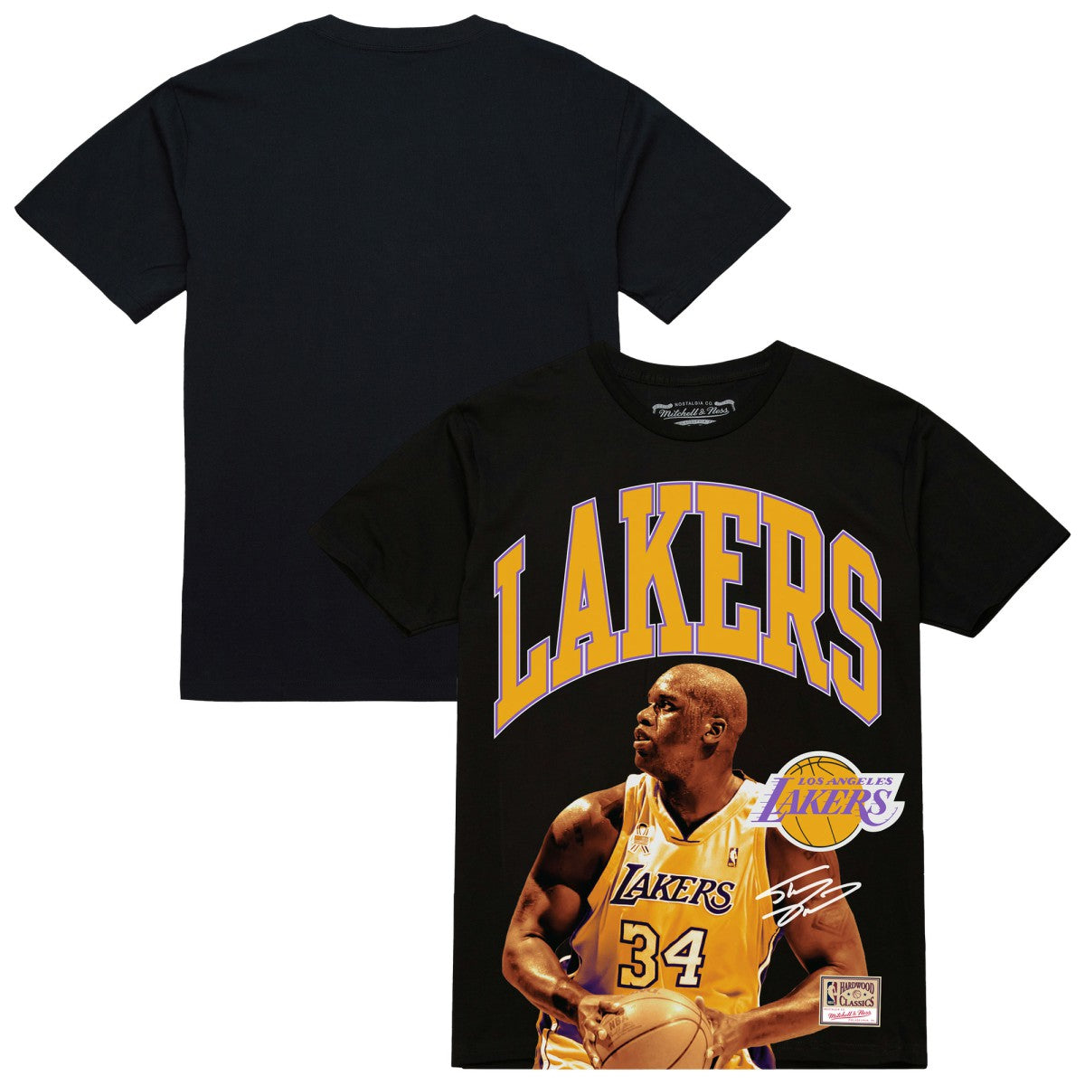 Black Shaquille O'Neal Los Angeles Lakers Hardwood Classics Player Arch T-Shirt | NBA