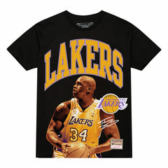 Black Shaquille O'Neal Los Angeles Lakers Hardwood Classics Player Arch T-Shirt | NBA