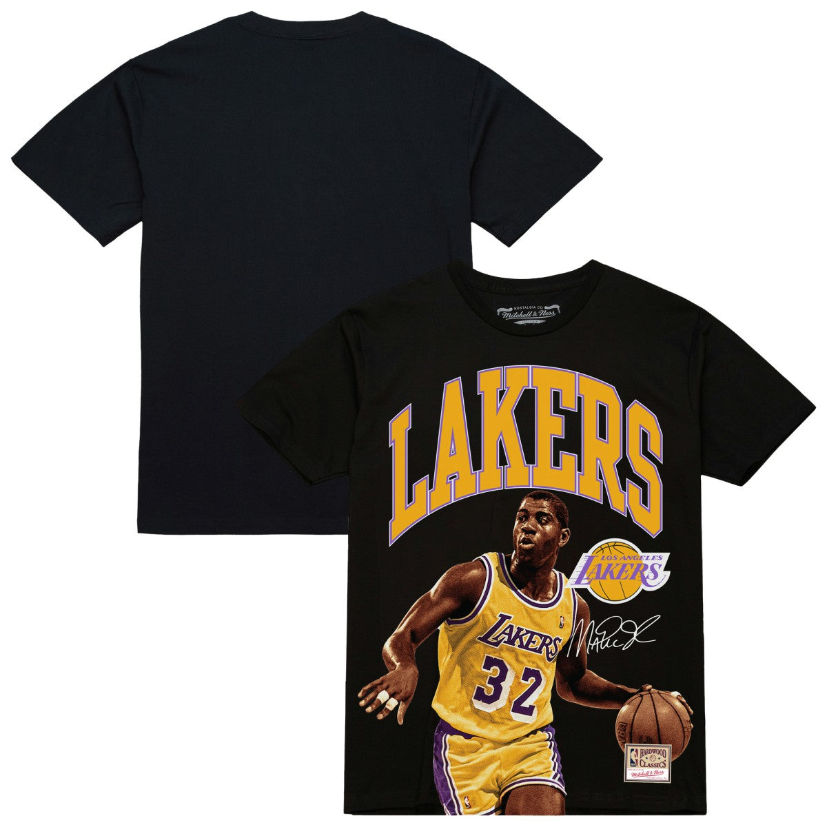 Black Magic Johnson Los Angeles Lakers Hardwood Classics Player Arch T-Shirt | NBA