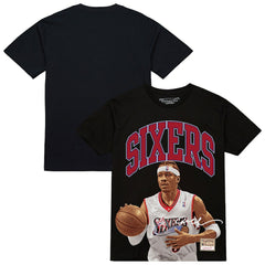 Black Allen Iverson Philadelphia 76ers Hardwood Classics Player Arch T-Shirt | NBA