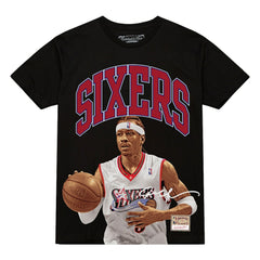 Black Allen Iverson Philadelphia 76ers Hardwood Classics Player Arch T-Shirt | NBA