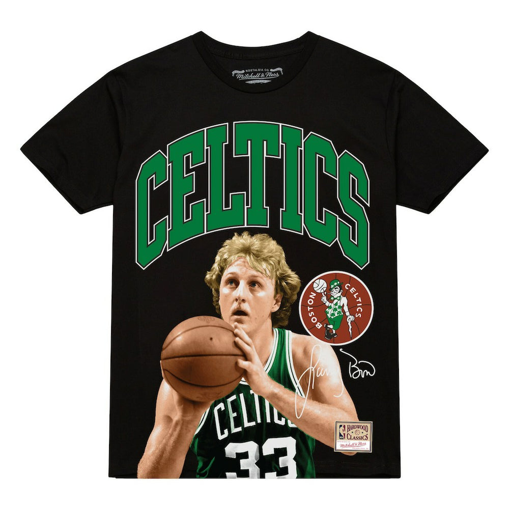 Black Larry Bird Boston Celtics Hardwood Classics Player Arch T-Shirt | NBA